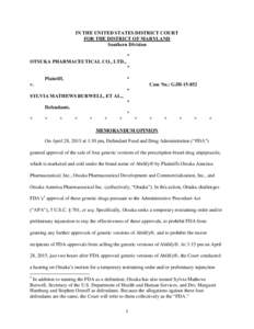 Pharmaceuticals policy / Food and Drug Administration / Pharmaceutical industry / Piperazines / Aripiprazole / Drug Price Competition and Patent Term Restoration Act / Federal Food /  Drug /  and Cosmetic Act / New Drug Application / Generic drug / Pharmaceutical sciences / Medicine / Pharmacology