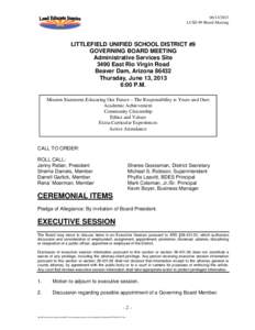 [removed]LUSD #9 Board Meeting LITTLEFIELD UNIFIED SCHOOL DISTRICT #9 GOVERNING BOARD MEETING Administrative Services Site