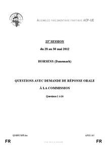 ASSEMBLEE PARLEMENTAIRE PARITAIRE ACP-UE  23e SESSION du 28 au 30 mai[removed]HORSENS (Danemark)