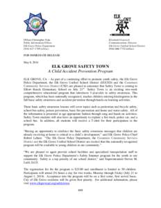EGPD Press Release - Elk Grove Safety Town