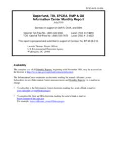 Environment / Emergency Planning and Community Right-to-Know Act / Superfund / National Priorities List / Chemical accident / Imperial Oil / Toxics Release Inventory / Title 40 of the Code of Federal Regulations / United States Environmental Protection Agency / Hazardous waste / Pollution