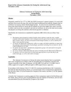 Report of the Arkansas Commission On Closing the Achievement Gap November 1, [removed]Arkansas Commission on Closing the Achievement Gap