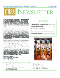Construction History Society of America  October 2009 Issue No. 9