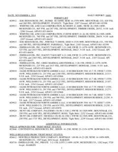 NORTH DAKOTA INDUSTRIAL COMMISSION  DATE: NOVEMBER 6, 2014 #29912 #29913 -  #29914 -