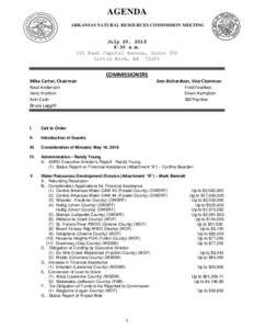 AGENDA NSA ARKANSAS NATURAL RESOURCES COMMISSION MEETING  July 20, 2016
