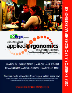 RENAISSANCE NASHVILLE HOTEL | NASHVILLE, TENN. Success starts with action: Reserve your exhibit space now! Contact Dolores Ridout at[removed]or [removed], Hutson Lambert at[removed]or Hlambert@air