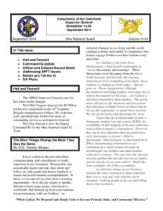 Conscience of the Command Inspector General Newsletter[removed]September 2014 September 2014