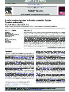 Sexual orientation obsessions in obsessive–compulsive disorder: Prevalence and correlates