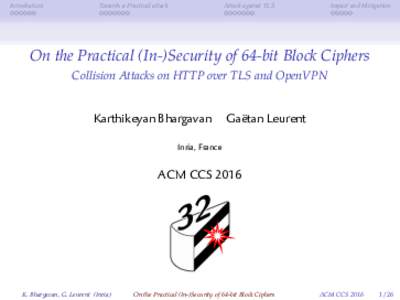 Introduction  Towards a Practical attack Attack against TLS