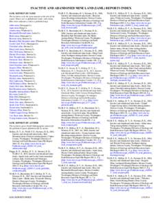 INACTIVE AND ABANDONED MINE LAND (IAML) REPORTS INDEX IAML REPORTS BY NAME The list below is by the mine name(s) in the title of the report. Names are in alphabetical order with county. Blue color indicates a link to a p