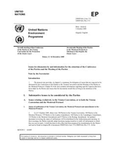 Canada / Montreal Protocol / Climate change policy / Ozone depletion / Intergovernmental Panel on Climate Change / Vienna Convention for the Protection of the Ozone Layer / Bromomethane / United Nations Environment Organization / Environmental governance / Environment / United Nations Framework Convention on Climate Change / United Nations Environment Programme