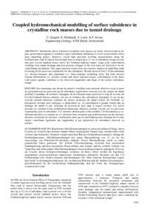 Zangerl, C., Eberhardt, E., Loew, S., Evans, K., Coupled hydromechanical modelling of surface subsidence in crystalline rock masses due to tunnel drainage. ISRM 2003–Technology roadmap for rock mechanics, South African