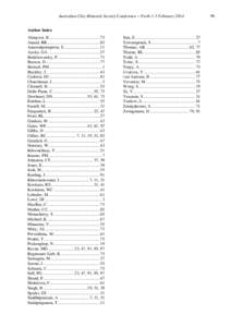 Australian Clay Minerals Society Conference – Perth 3-5 February 2014 Author Index Almqvist, B ............................................... 73 Anand, RR ................................................. 85 Anusontpo