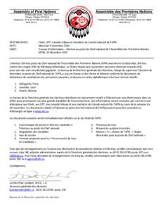 Assembly of First Nations 55 Metcalfe Street, 16th Floor Ottawa, Ontario K1P 6L5 Telephone: ([removed]Fax: ([removed]www.afn.ca