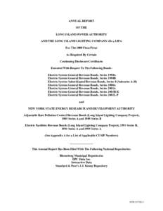 ANNUAL REPORT OF THE LONG ISLAND POWER AUTHORITY AND THE LONG ISLAND LIGHTING COMPANY d/b/a LIPA For The 2000 Fiscal Year As Required By Certain