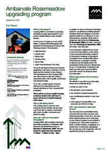 Ambarvale Rosemeadow upgrading program September 2009 Fact Sheet What is this project?