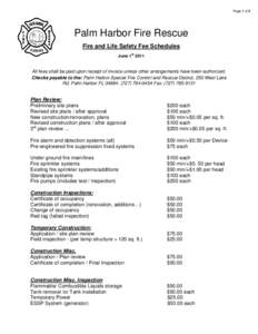 Page 1 of 2  Palm Harbor Fire Rescue Fire and Life Safety Fee Schedules June 1st 2011