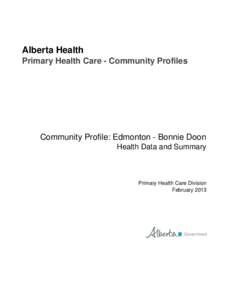 Primary Health Care Community Profile - Edmonton - Bonnie Doon