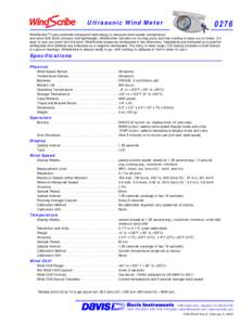 WindScribe Specifications