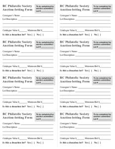 BC Philatelic Society Auction-lotting Form !  !