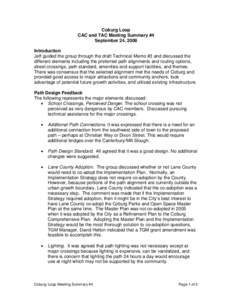 Coburg Loop CAC and TAC Meeting Summary #4 September 24, 2008 Introduction Jeff guided the group through the draft Technical Memo #3 and discussed the different elements including the preferred path alignments and routin