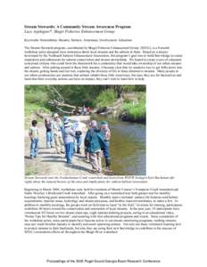 BACK  Stream Stewards: A Community Stream Awareness Program Lucy Applegate*, Skagit Fisheries Enhancement Group Keywords: Stewardship, Streams, Salmon, Awareness, Involvement, Education The Stream Stewards program, coord