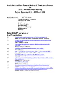 Australian And New Zealand Society Of Respiratory Science Inc