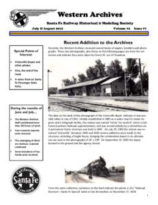 Western Archives Santa Fe Railway Historical & Modeling Society July & August 2012 Volume #2
