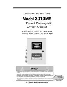 Percent Paramagnetic Oxygen Analyzer  OPERATING INSTRUCTIONS Model 3010MB Percent Paramagnetic