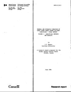 Energy / Nuclear safety / Atomic Energy of Canada Limited / Calandria / CANDU reactor / Loss-of-coolant accident / Neutron moderator / Steam explosion / Nuclear technology / Nuclear physics / Nuclear reactors