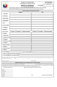 NOT FOR SALE  REPUBLIC OF THE PHILIPPINES DEPARTMENT OF FOREIGN AFFAIRS  Form Prescribed by FSC 75-94