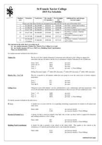 St Francis Xavier College 2015 Fee Schedule Student year  7