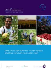 2010  D OLJA NFinal Evaluation Report of the Recognised Seasonal Employer Policy)