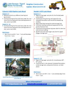 Neighbor Construction Update: West Linn[removed]Coluccio’s HDD Pipeline Look Ahead Slayden’s WTP Look Ahead