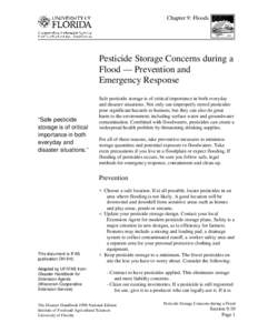 Chapter 9: Floods  Pesticide Storage Concerns during a Flood — Prevention and Emergency Response