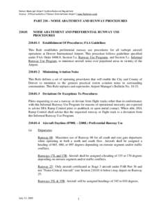 PART 210 – NOISE ABATEMENT AND RUNWAY PROCEDURES