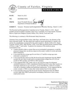 County of Fairfax, Virginia MEMORANDUM DATE: March 14, 2012