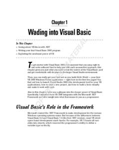 Chapter 1  AL Wading into Visual Basic  Seeing where VB fits in with .NET
