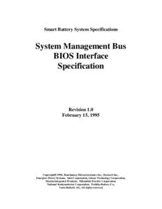 Computing / Smart Battery System / System software / I²C / Bus / Advanced power management / PEC / BIOS / Power Management Bus / Out-of-band management / Computer hardware / System Management Bus