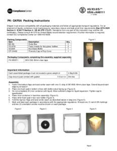 4G/X3.0/S/** USA/+AA8111 (** DOM) PK- GKF8A Packing Instructions Shipper must ensure compatibility with all packaging materials and follow all appropriate transport regulations. For air