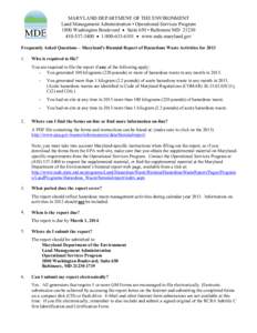 MARYLAND DEPARTMENT OF THE ENVIRONMENT Land Management Administration • Operational Services Program 1800 Washington Boulevard • Suite 650 • Baltimore MD[removed]3400 • [removed] • www.mde.maryland.g