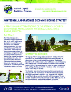 ENVIRONMENTAL RESTORATION OF THE GOVERNMENT OF CANADA’S NUCLEAR SITES WHITESHELL LABORATORIES DECOMMISSIONING STRATEGY A STRATEGY FOR DECOMMISSIONING OF THE RESEARCH FACILITIES, LABORATORIES AND REACTOR AT WHITESHELL L