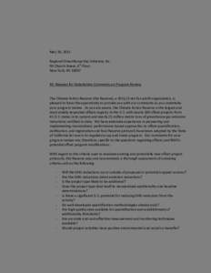 May 30, 2012 Regional Greenhouse Gas Initiative, Inc. 90 Church Street, 4th Floor New York, NY[removed]RE: Request for Stakeholder Comments on Program Review