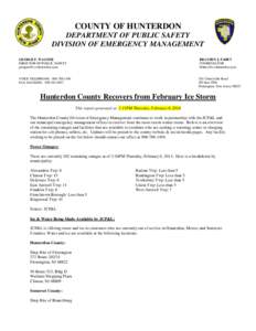 COUNTY OF HUNTERDON DEPARTMENT OF PUBLIC SAFETY DIVISION OF EMERGENCY MANAGEMENT GEORGE F. WAGNER DIRECTOR OF PUBLIC SAFETY [removed]
