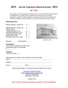 2014  Join the Tenleytown Historical Society