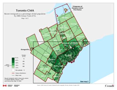 Chippewas of Georgina Island First Nation Toronto CMA Recent immigrants as a percentage of total population