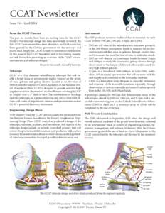 CCAT Newsletter Issue 14 – April 2014 From the CCAT Director Instruments