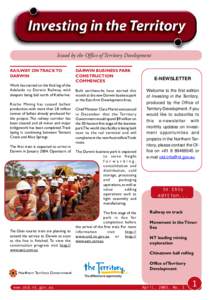 Investing in the Territory, Enewsletter, Northern Territory, Office of Territory Development, Department of the Chief Minister