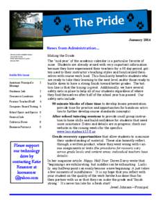 The Pride January 2014 News from Administration... Making the Grade