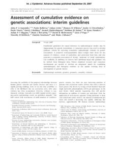 Epidemiology / Public health / Research methods / Systematic review / Publication bias / Genome-wide association study / Public health genomics / Human genetic variation / Meta-analysis / Science / Genetics / Biology